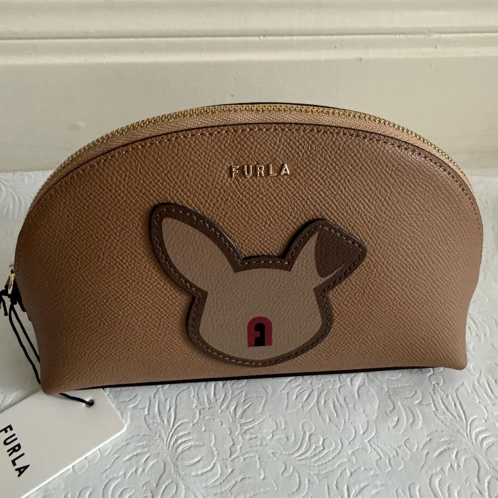 Furla TONI CARAMELLO/TALCO Cosmetic Pouch/Case 2 Piece Set